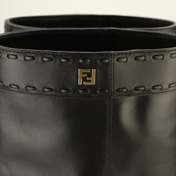 Fendi Minerva Knee-High 55mm Leather Boots, Black, EU 36/US 6 - Picture 8 of 15